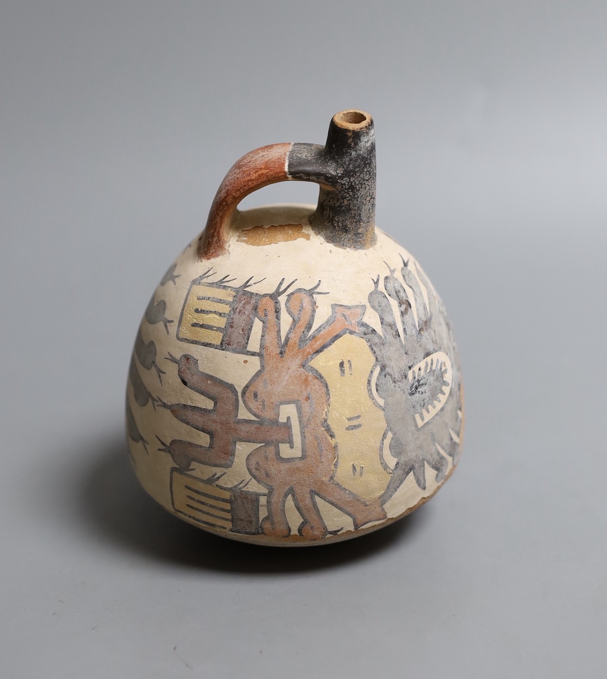 A Nazca Culture pottery vessel, Peru c. 300-600AD, 12cm high. provenance Sotheby’s valuation letter dating to April 1985.